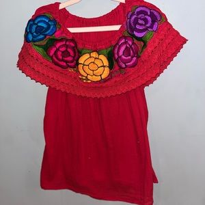 Floral Mexican off the shoulder top